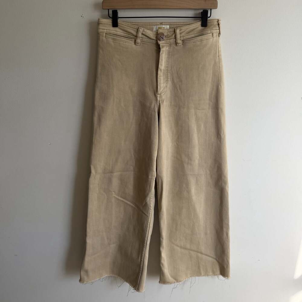 Anthropologie Maeve The Colette Crop Jeans Khaki Tan Size 30 Wide Leg Casual
